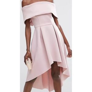 Blush Off The Shoulder Bardot Gown